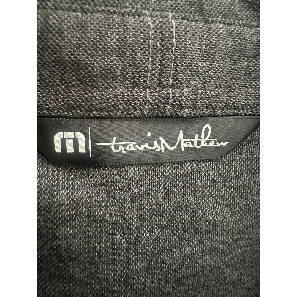 TravisMathew Polo Shirt Mens XL Gray Heather Golf 3-Button Embroidered‎ Logo